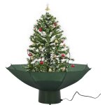 Arbre de no�l neigeux avec base de parapluie vert 75 cm vidaxl