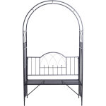 Outsunny - arche  rosiers banc de jardin 2 places 2 en 1 dim. 115l x 59l x 203h cm mtal poxy noir