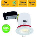Support spot bbc ip20 + gu10 6w 450lm inclus - garantie 2 ans
