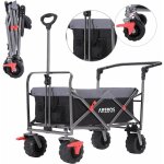 Arebos chariot utilitaire d'extrieur avec barre de pousse tlescopique pliable