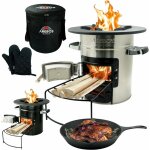 Arebos - four roquettes y compris pole griller four fuse bbq rchaud camping argent