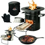 Arebos - four roquettes y compris pole griller four fuse bbq rchaud camping noir
