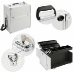 Arebos - pro aluminium cosm�tique 2 couches coffret valise beaut� case argent�