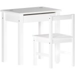 Aries bureau et chaise pour enfant en pin massif table d?activit h 60 x l 59 x p 39 cm, blanc