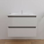 Arlequin - meuble salle de bain 70 cm - vasque blanc - traverses gris Arlequin - meuble salle de bain 70 cm - vasque blanc - traverses gris