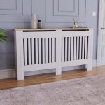Arlington cache - radiateur moderne en mdf avec grille  lattes, blanc, grand