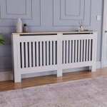 Arlington cache - radiateur moderne en mdf avec grille  lattes, blanc, trs grand