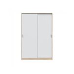 Mobimarket - armoire de 120 cm avec deux portes coulissantes en blanc et chne canadien