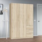 Abitare - armoire 135x52x200h cm avec 3 portes et 3 tiroirs ch�ne canadien ? daphn�