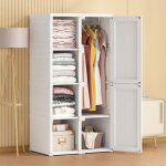Eifson ? armoire portable 2 portes 69x50x136 cm ? mat�riau pp respectueux de l'environnement ? 4 s�parateurs ...