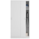 Pegane - armoire avec 2 portes coulissantes coloris blanc - dim : l 100 cm x h 200 x p 50 cm