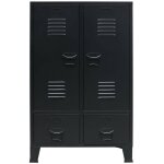 Armoire 2 portes 2 tiroirs mtal noir industriel kibane 68cm