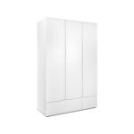 Calicosy - armoire chambre adulte image 60b - d�cor blanc - 3 portes + 2 tiroirs - l121, 6 x h191 x p55 ...