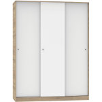Pegane - armoire avec 3 portes coulissantes coloris cambrian / blanc - hauteur 200 x longueur 150 x profondeur ...
