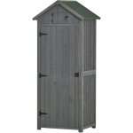 Armoire abri de jardin remise pour outils 3 étagères 2 portes loquets toit pente bitumé 77l x 54l x 179h ... Armoire abri de jardin remise pour outils 3 étagères 2 portes loquets toit pente bitumé 77l x 54l x 179h ...