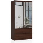 Armoire akord s90 avec miroir weng� 90 cm 2 portes 2 tiroirs fa�ade weng� 4 �tag�res 90x51x180 cm