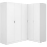 Vente - unique - armoire d'angle 5 portes - l173 cm - blanc - listowel