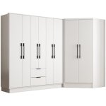 Vente - unique ? armoire d'angle 8 portes 2 tiroirs ? longueur 263 cm ? hauteur 182 cm ? mdf blanc ? ...
