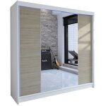 Mobilier1 - armoire closico 138, blanc + sonoma ch�ne, 215x180x58cm, portes d'armoire: coulissantes, ...
