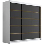Mobilier1 - armoire closico 185, blanc + noir, 215x200x58cm, portes d'armoire: coulissantes, nombre d'�tag�res ...