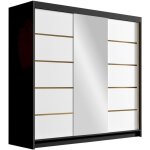 Mobilier1 - armoire closico 185, noir + blanc, 215x200x58cm, portes d'armoire: coulissantes, nombre d'�tag�res ...