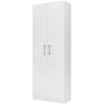 Armoire � balais polyvalente � 2 portes. coloris blanc (hauteur 170 cm / largeur 61 cm / profondeur 32 ...