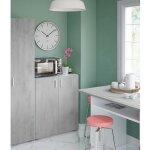 Habitdesign - meuble bas polyvalent  2 portes, meuble d'appoint en artik blanc et gris ciment, 92x80x37 ...