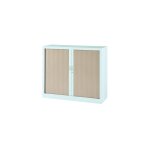 Sans marque - armoire basse à rideaux monobloc mario h 100 x l 120 blanc - chêne clair - maxiburo Sans marque - armoire basse à rideaux monobloc mario h 100 x l 120 blanc - chêne clair - maxiburo