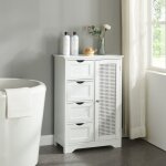 [en. casa] - armoire basse de salle de bain karlsy avec 1 porte et 4 tiroirs mdf pvc 80 x 55 x 30 cm ...