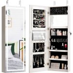 Armoire � bijoux avec bandeau lumineux led et �cran tactile, organisateur verrouillable avec miroirs ...