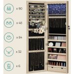 Songmics - armoire  bijoux, pour colliers, boucles d'oreilles, placard  accessoires, avec miroir, divers ...