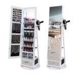 Relax4life armoire  bijoux led avec miroir pleine longueur, base pivotante et support pour sche - cheveux, ...
