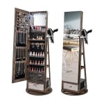 Relax4life - armoire  bijoux led avec miroir pleine longueur, base pivotante et support pour sche - ...