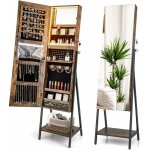 Armoire  bijoux led, armoire de rangement sur pieds verrouillable, miroir pleine longueur hd, lumires ...
