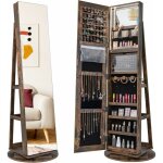 Armoire  bijoux avec miroir pleine longueur rotative  360 avec lumire led 3 couleurs - miroir de ...