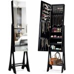 Armoire  bijoux avec miroir sur pied avec lumire led & 3 angles rglables, miroir rangement bijoux ...