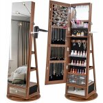 Costway - armoire à bijoux avec miroir sur pieds, pivotant 360°, miroir psyché sans cadre, lumières led, ... Costway - armoire à bijoux avec miroir sur pieds, pivotant 360°, miroir psyché sans cadre, lumières led, ...