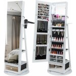 Costway armoire  bijoux avec miroir sur pieds, pivotant 360, miroir psych sans cadre, lumires led, ...