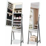 Armoire  bijoux avec miroir sur pieds, miroir psych hd sans cadre, verrouillable, lumires led 3 couleurs, ...