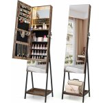 Armoire  bijoux avec miroir sur pieds, miroir psych hd sans cadre, verrouillable, lumires led 3 couleurs, ...