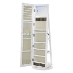 Songmics armoire  bijoux avec miroir sur pieds, verrouillable, avec 6 led, rangement bijoux pivotant ...