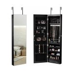 Armoire � bijoux mural armoire bijoux de rangement avec miroir et lumi�re led 120 x 36 x 10 cm accroch�e ...