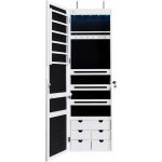 Armoire � bijoux murale led armoire bijoux de rangement avec miroir, 6 tiroirs hauteur du crochet ajustable ...
