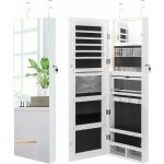 Costway armoire � bijoux murale avec miroir pleine longueur hd, inclus lumi�res tricolores, organisateur ...
