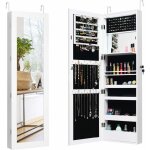 Armoire � bijoux murale avec miroir pleine longueur, avec lumi�res led automatiques miroir int�gr�, serrure ...