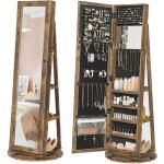 Armoire � bijoux pivotante � 360�, avec grand miroir psych�, organisateur de bijoux verrouillable, avec ...