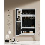 Armoire  bijoux, armoire de rangement mural avec serrure, 37 x 10 x 67 cm (l x l x h), blanc