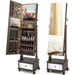 Armoire  bijoux avec roues verrouillable - miroir de courtoisie interne et pleine longueur - lumires ...