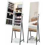 Armoire � bijoux sur pied - miroir pleine longueur - lumi�res led 3 couleurs - verrouillable - �tag�re ...