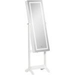 Armoire  bijoux sur pied multi - rangement avec miroir led mdf blanc